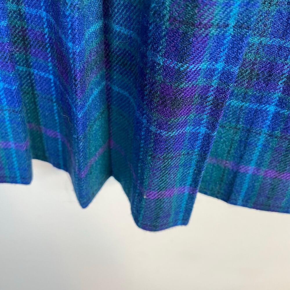 Vintage Pendleton 80s Wool Plaid Pleated A line Midi Skirt Blue Purple womens 8 - Picture 6 of 10
